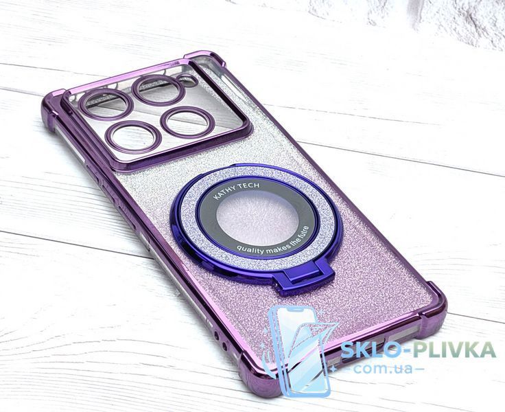 Чохол Luxury Case для Infinix Note 40 Pro Plus 5G (X6851B) блискучий бампер із кільцем підставкою фіолетовий 25772 фото