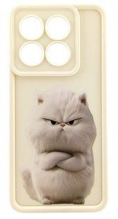 Чохол Shock Case Print для Xiaomi 14T бампер силіконовий бежевий з малюнком white cat 16388 фото