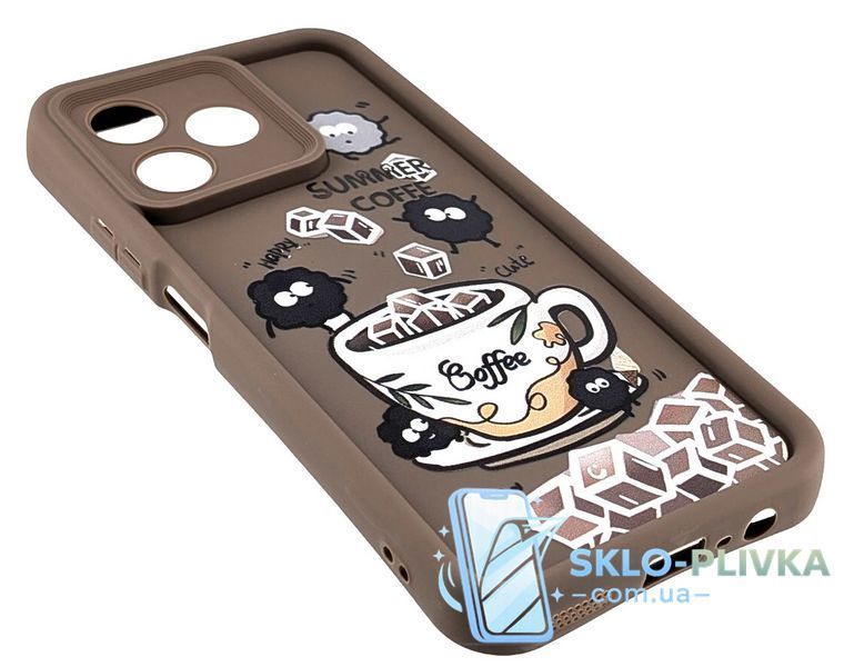 Чехол Shock Case Print для Realme Narzo N53 (RMX3761) бампер силиконовый коричневый с рисунком кофе 21370 фото