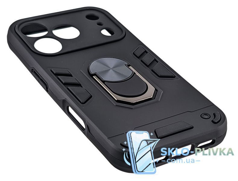 Чохол Armored Ring для Apple iPhone 17 Pro протиударний із підставкою кільце чорний 10959 фото